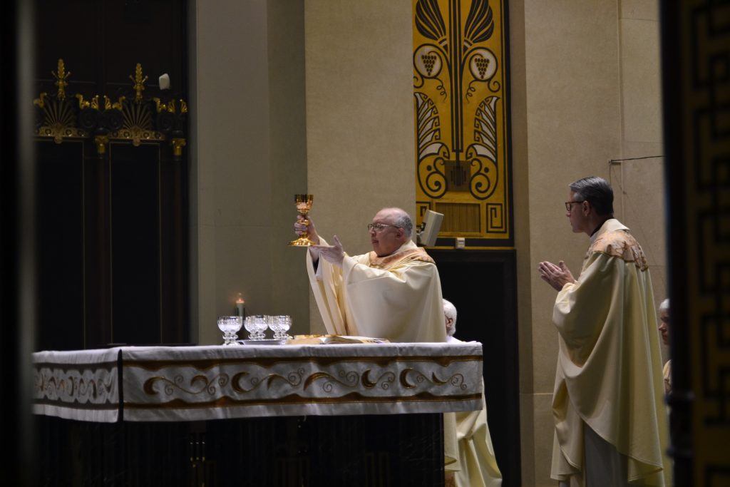 Take this, all of you, and drink from it, for this is the Chalice of my Blood, the Blood of the New and Eternal Covenent, which will be poured out for you and for many for the forgiveness of sins. Do this in memory of Me. Eucharistic Prayer III (CT Photo/Greg Hartman)
