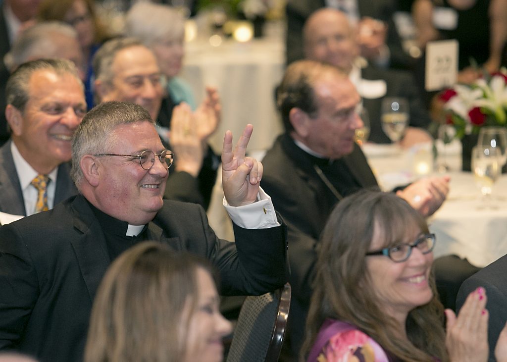 Rev. Benedict O'Cinnsealaigh at the Bishop Fenwick Society Dinner (CT Photo/E L Hubbard)