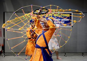 Shaheed Baba Deep Singh GAtka Academy of New York students perform during the first Festival of Faiths at the Cintas Center in Cincinnati Sunday, June 24, 2018. (CT Photo/E.L. Hubbard)