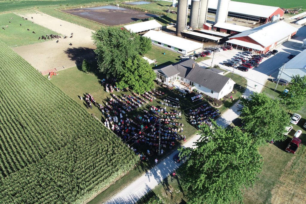 A birdseye view of the 2018 Rural Farm Mass (Photo by Tom Kueterman)