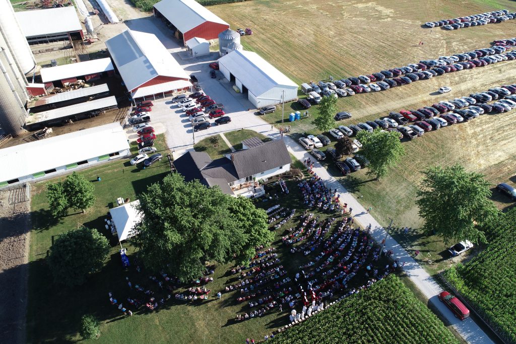 The view overhead of Doug & Sarah Franck's Farm in Saint Henry Ohio. Wonderful views of our farms in the Archdiocese of Cincinnati. (Photo by Tom Kueterman)