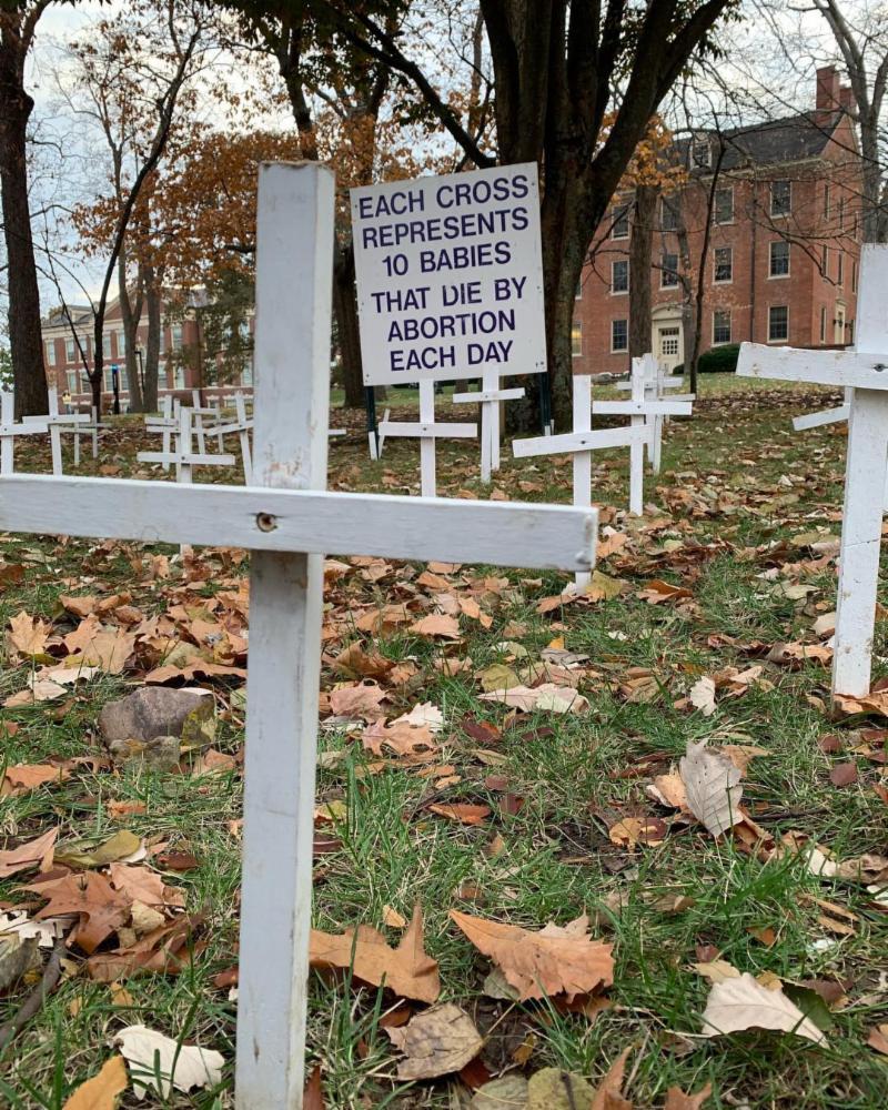 Cemetery of the Innocents display set up by Miami University Students for Life America on Monday, November 12, 2018. (Courtesy Photo)