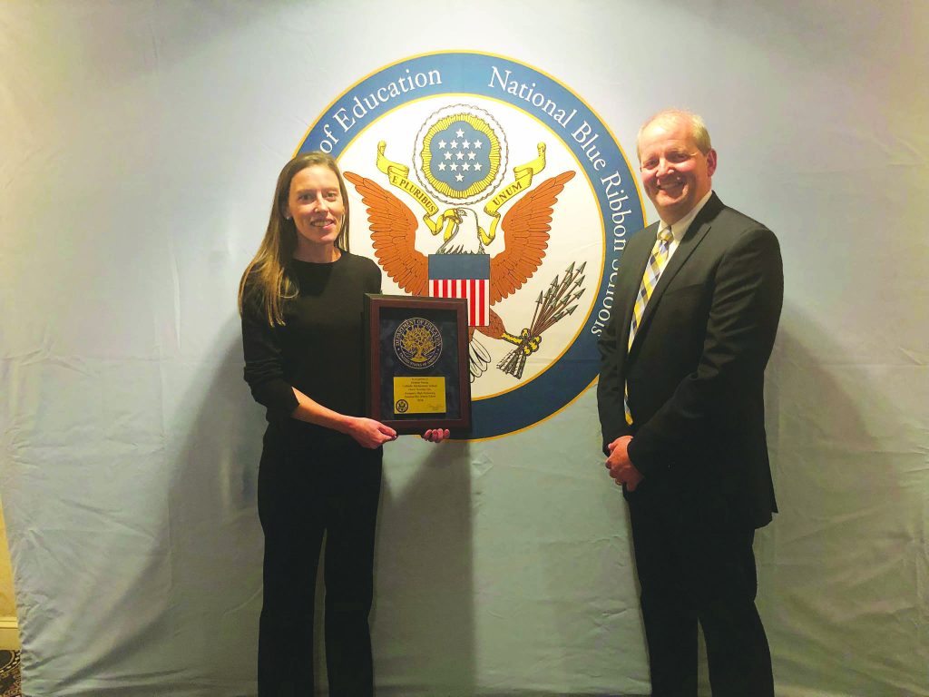 MTCES Junior High Teacher Amanda Ocartz and and Chariman Brian James represented the school at the Blue Ribbon Ceremony in Washington D. C. (CT Photo by David Moodie)