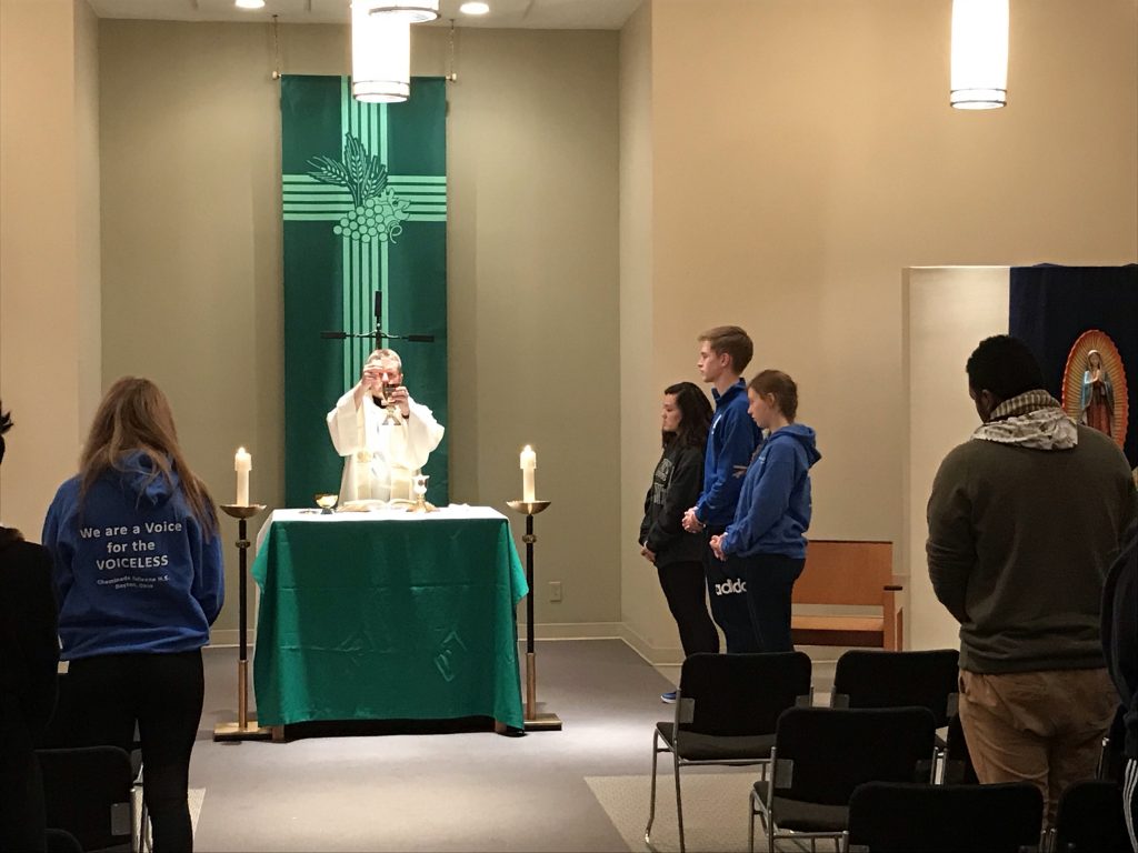 Mass before departure for the March for Life in Dayton (CT Photo/Jeff Unroe)