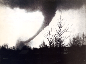 A view of the Sayler Park tornado as it moved through the Bridgetown area. Photo taken by Frank Altenau. (Courtesy NWS)