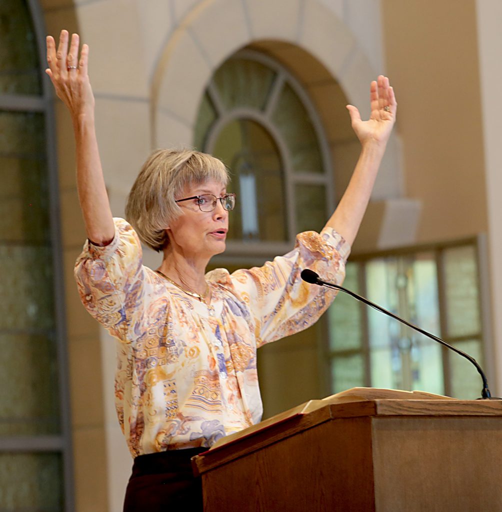 Nancy Gruber leads the congregation in the responsorial psalm during the dedication of St. John the Baptist Church in Harrison Saturday, June 1, 2019. (CT Photo/E.L. Hubbard)
