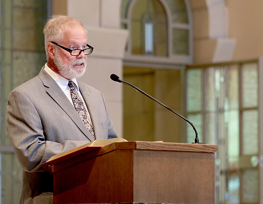 Donald Kuntz gives the Second Reading during the dedication of St. John the Baptist Church in Harrison Saturday, June 1, 2019. (CT Photo/E.L. Hubbard)