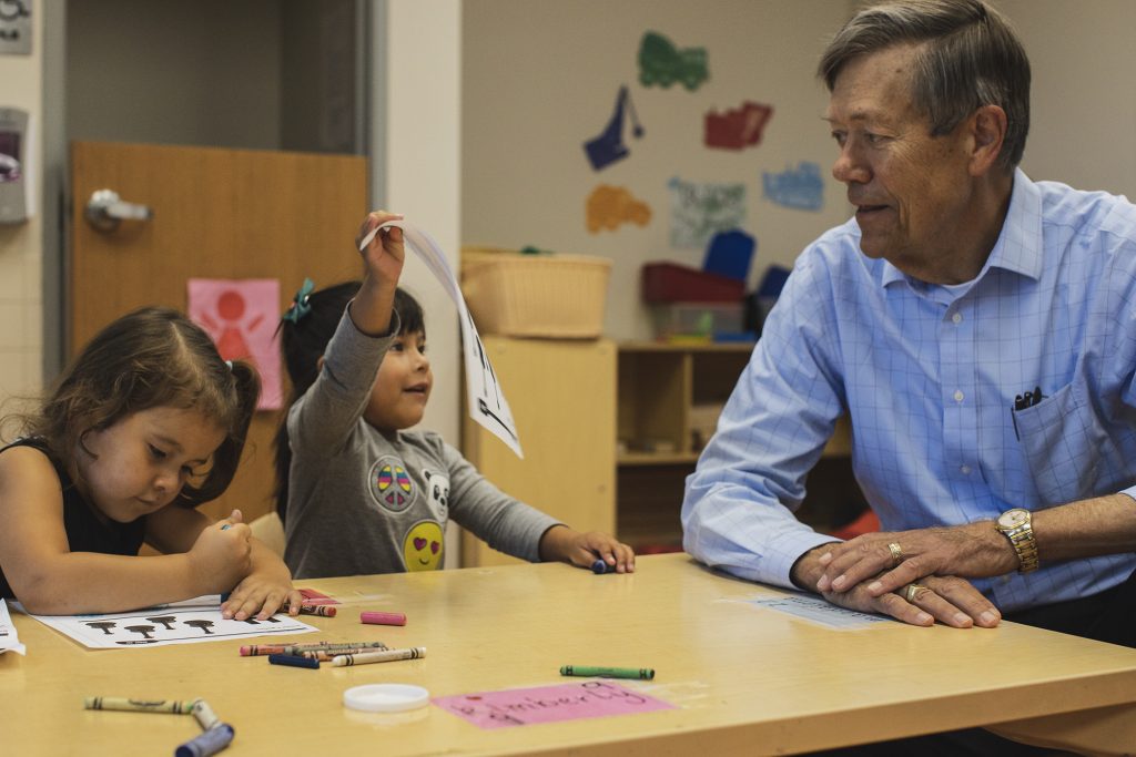 Catholic Charities of Southwestern Ohio's CEO Ted Bergh at the Vacaciones Útiles summer program. (CT Photo / Margaret Swensen)