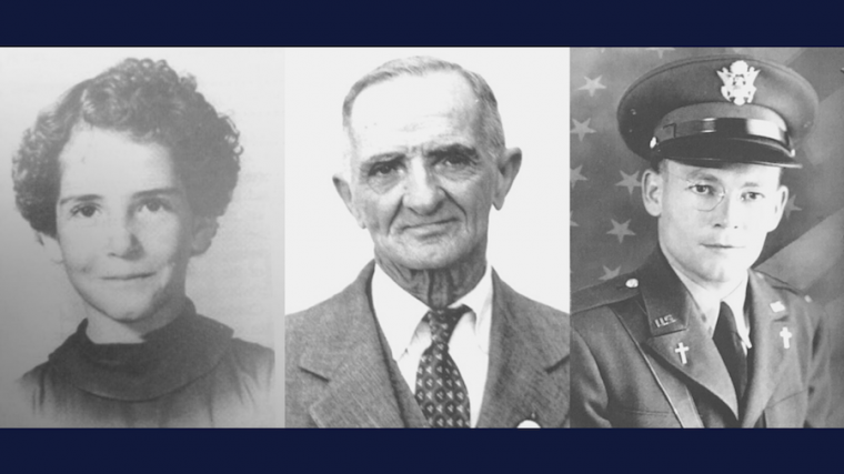 Charlene Richard, Auguste “Nonco” Pelafigue, and Lt. Father Verbis Lafleur. Courtesy photo.