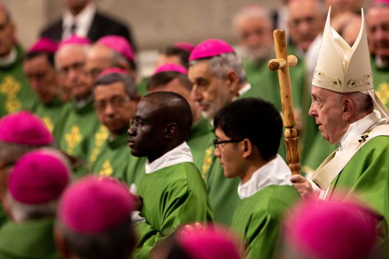 Pope Francis celebrates Mass for World Missionary Day Oct. 20, 2019. Credit: Daniel Ibáñez/CNA.