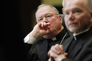 File photo of US Cardinal Dolan at bishops meeting in November
