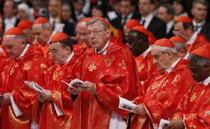 Australian Cardinal Pell seen among cardinals celebrating Mass before start of conclave