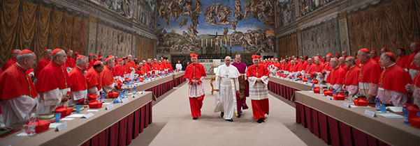 Pope Francis leaves Sistine Chapel after being elected pope