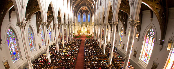 WORSHIPPERS FILL BOSTON CATHEDRAL DUING BICENTENNIAL MASS