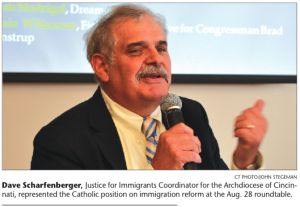 Dave Scharfenberger, Justice for Immigrants Coordinator for the Archdiocese of Cincinnati, represented the Catholic position on immigration reform at the Aug. 28 roundtable.