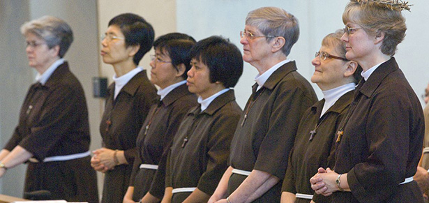 Poor Clare Sisters look on during a ceremony. (CT Photo/Colleen Kelley)