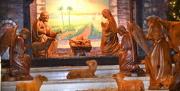 A creche is seen on display in the Cathedral of St. Peter in Chains in downtown Cincinnati last year. (CT Photo/John Stegeman)