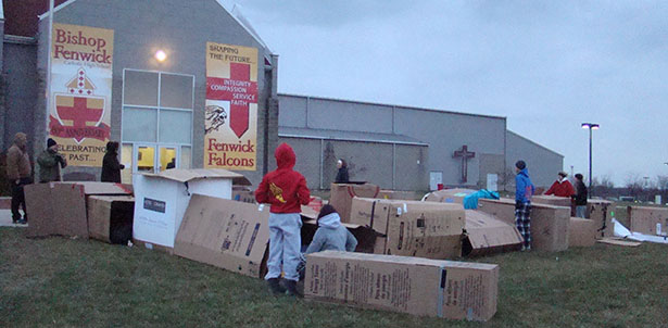 Students from Fenwick High School participated in a Shantytown to raise awareness for homelessness. (Courtesy Photo)