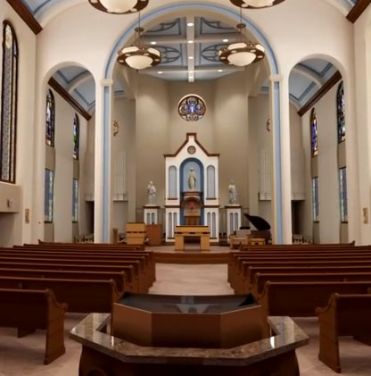 A screen shot from a video on the UD website shows a rendering of how the sanctuary may look following renovations. 