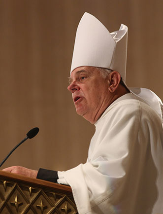 Archbishop Thomas G. Wenski of Miami gives the homily during a July 4 Mass at the Basilica of the National Shrine of the Immaculate Conception in Washington on the final day of the U.S. bishops' Fortnight for Freedom campaign. (CNS photo/Bob Roller)