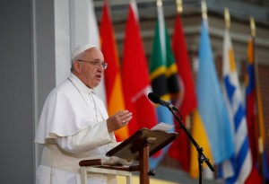 Pope Francis gives an address from Independence Hall in Philadelphia Sept. 26. (CNS photo/Paul Haring) 