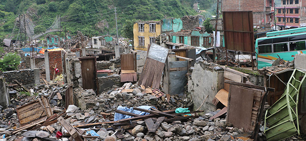 A bazaar seen in Melanchi, Nepal, July 12, three months after the April earthquake. (CNS photo/Anto Akkara)
