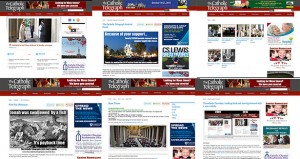 A mosaic of images showing TheCatholicTelegraph.com in its 2009-2015 configuration.