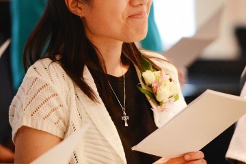 Sister of Mercy Phuong Mai Dong smiles during her first profession ceremony. (Courtesy Photo)