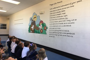 First Graders learning about the Prayer of St. Francis. (Courtesy Photo)