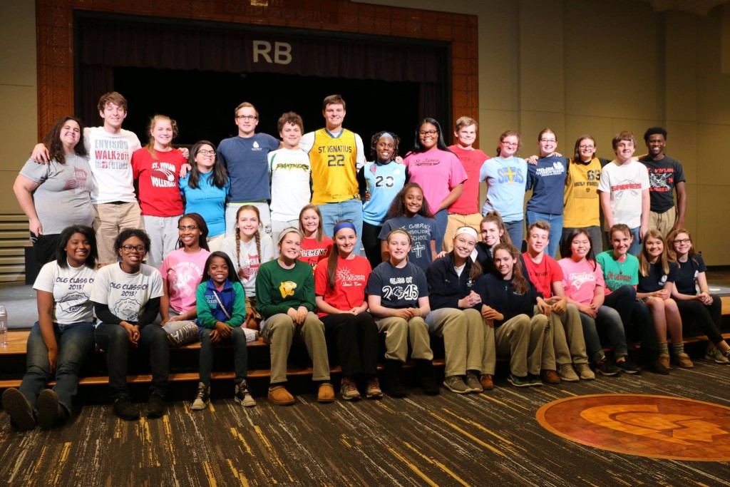 Roger Bacon Students wear colors of their grade schools. (Courtesy Photo)