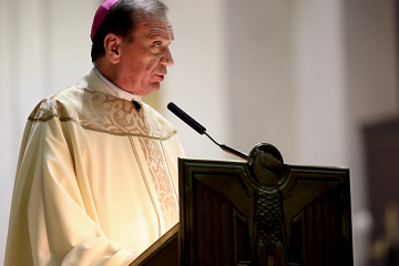 Archbishop Schnurr delivers homily for World Day of Peace. (Photo by E.L. Hubbard)