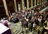 Auxiliary Bishop Joseph Binzer addresses the Catechumens and their godparents during the Rite of Election of Catechumens and of the Call to Continuing Conversion of Candidates who are preparing for Confirmation and Eucharist or Reception into Full Communion with the Roman Catholic Church at the Cathedral of St. Peter in Chains in Cincinnati Sunday, Mar. 5, 2017. (CT PHOTO/E.L. HUBBARD)