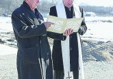 Tony Maas, president and CEO of JTM Food Group, asked Archbishop Dennis M. Schnurr to bless the groundbreaking for the Harrison Company's $26.1 million expansion. (Courtesy Photo)