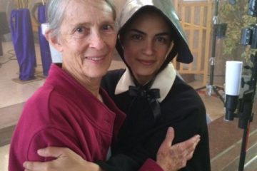 S. Carol Marie Power met Alma Sisneros, the actress portraying Sister Blandina Segale, on the set of the pilot of “At the End of the Santa Fe Trail”. (Courtesy Photo)