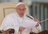 Pope Francis speaks during his general audience in St. Peter's Square at the Vatican March 15. (CNS photo/Paul Haring)