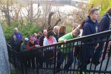 Pilgrims from many places ascend to the summit at Holy Cross Immaculata. (Greg Hartman/CT Photo)