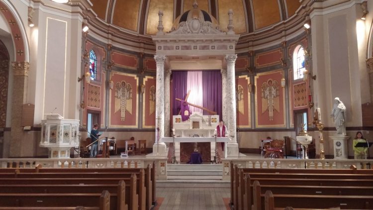 Incensed is burned at St. Boniface prior to Intercessions. (Greg Hartman/CT Photo)
