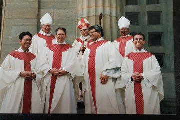 From Left to Right, Fr. Tuan Do, Auxilary Bishop Kaising, Fr. James Simons, Archbishop Daniel Pilarczyk, Fr. Steven Kolde, Auxilary Bishop Moeddel, Fr. James Hoffbauer