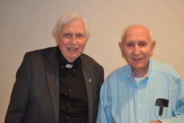Celebrating 60 years of Priesthood on the left Rev. John E. Wall, and on the right Rev. John E. Wall (CT Photo/Greg Hartman)