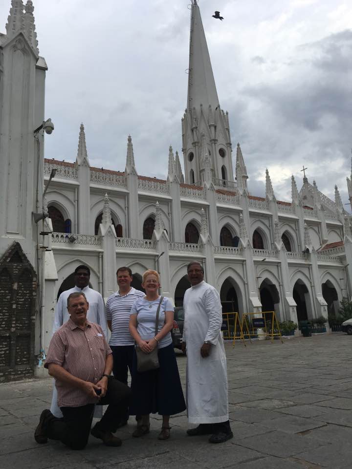 On the first day, they visited St. Thomas National Basilica and a Hindu temple, where the group got a photo of a woman in prayer. (Courtesy Photo)