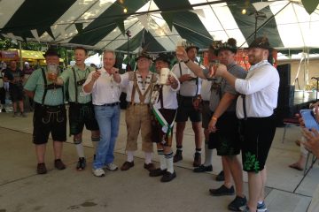 A toast to new King Steph Abt (center). (CT Photo/Gail Finke)