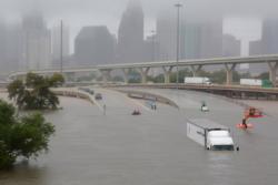 Interstate 45 is seen submerged from the effects of Hurricane Harvey Aug. 28 in Houston. (CNS photo/Richard Carson, Reuters)