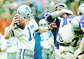 Purcell alumnus Roger Staubach heaves the “Hail Mary” pass to wide receiver Drew Pearson in 1975. (Courtesy Photo)