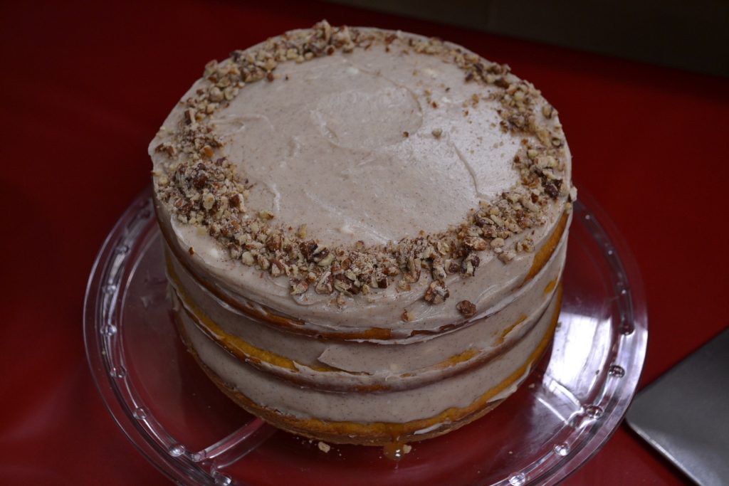 A scrumptious cake awaits the viewing party gatherers. (CT Photo/Greg Hartman)