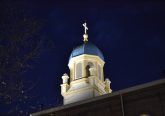 The bell tower at UD's Immaculate Conception Chapel stands vigil over Christmas at UD (CT Photo/Greg Hartman)