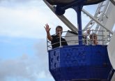 Father Tom Wray and his wife Janet on a Ferris Wheel in Barcelona Spain at the mountain of Tibidabo (CT Photo/Greg Hartman)