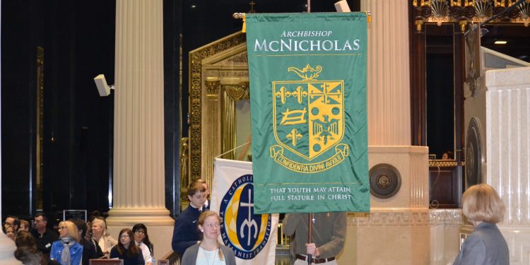 Archbishop McNicholas High School represented in the Procession of Banners (CT Photo/Greg Hartman)