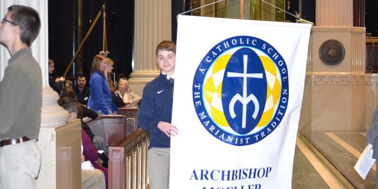 Men of Moeller in the Procession of School Banners (CT Photo/Greg Hartman)