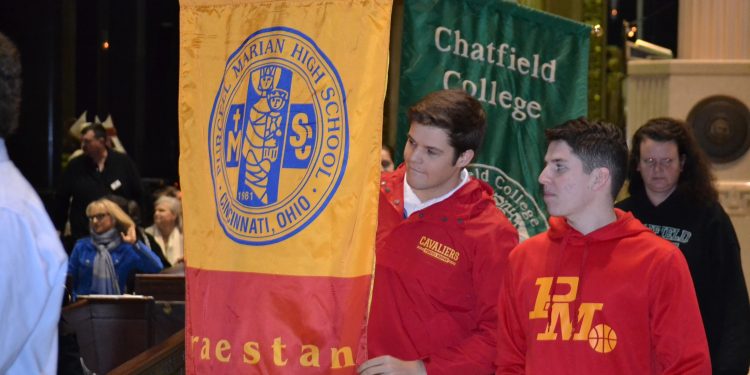 Purcell Marian High School in the Procession of School Banners (CT Photo/Greg Hartman)