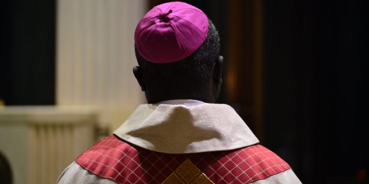 Bishop Emmanuel Abbo of Cameroon at the 2018 Catholic Schools Week Mass. (CT Photo/Greg Hartman)